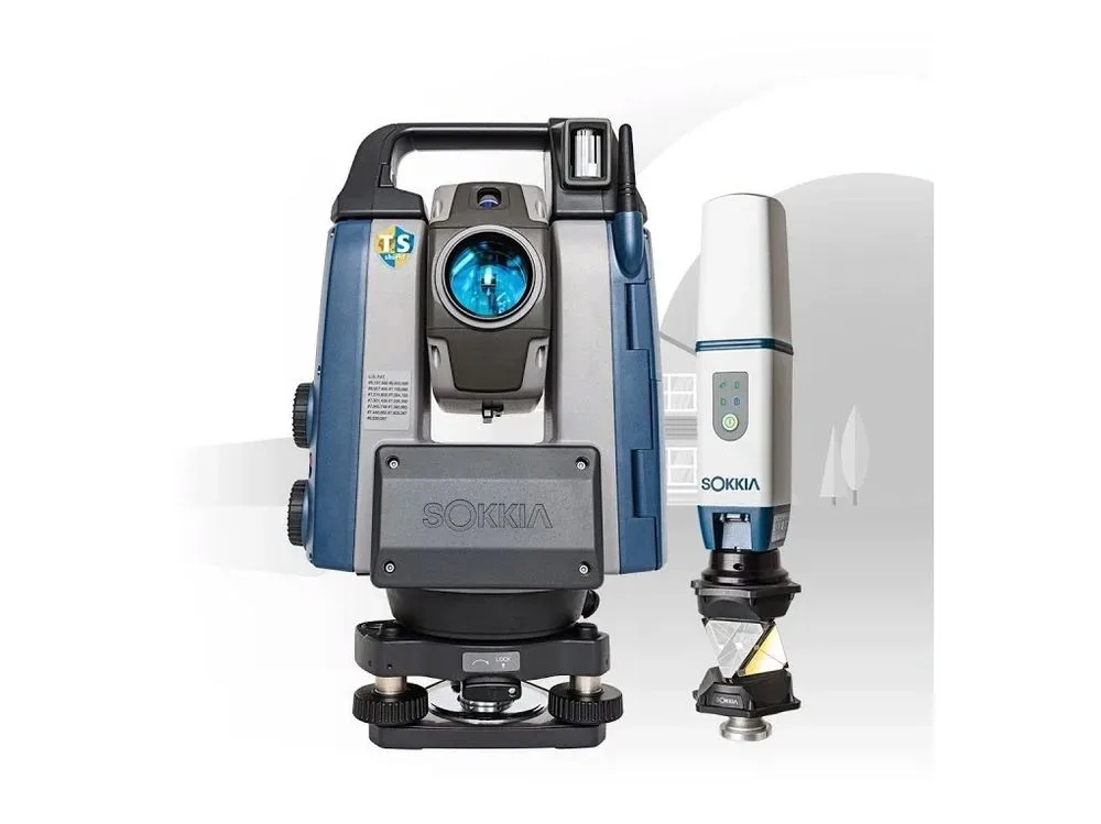Zostava Sokkia Fusion — robotická totálna stanica iX a GNSS prijímač na výtyčke s hranolom